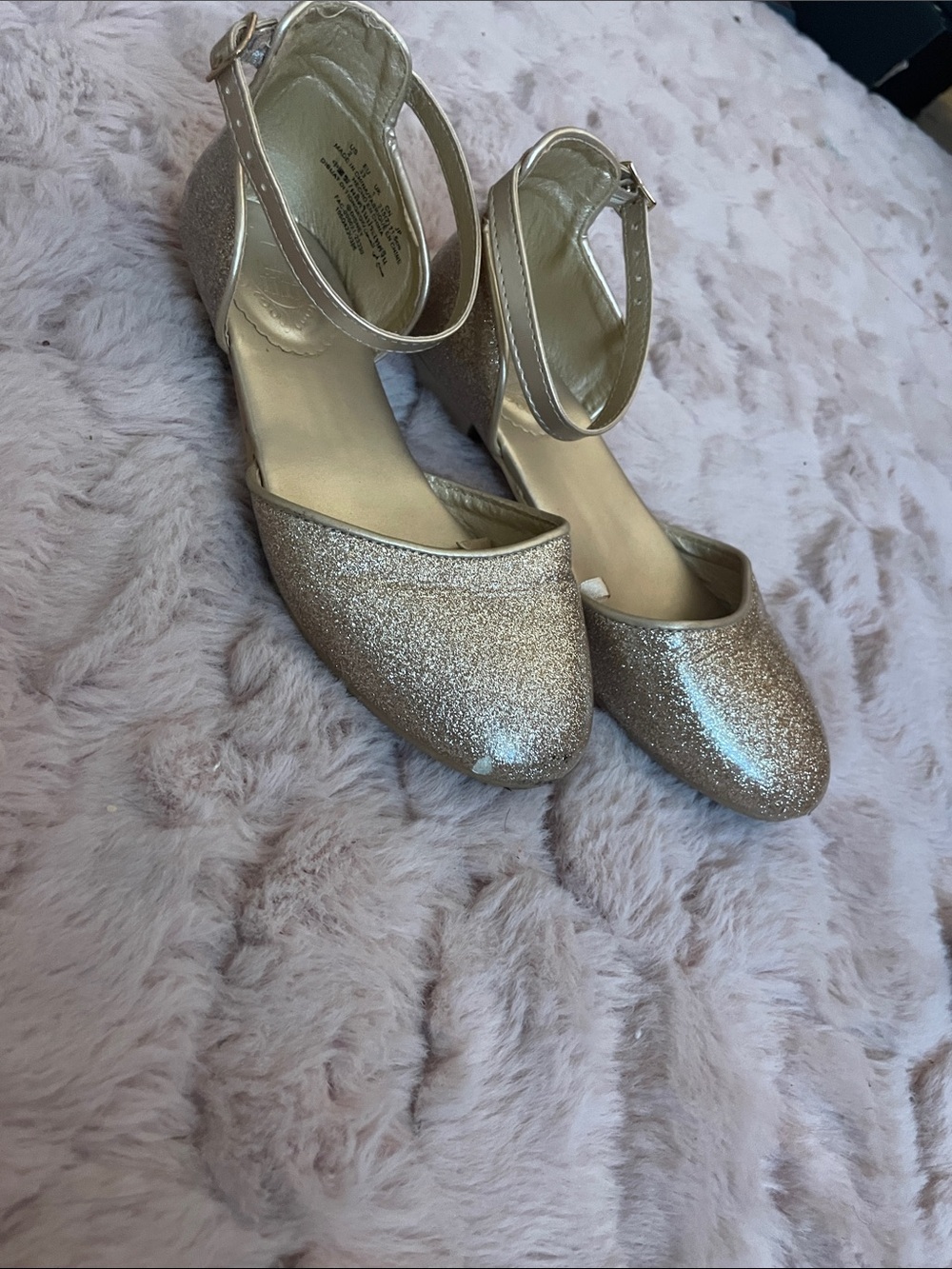 Disney Gold Glitter Ankle-Strap Dress Shoes